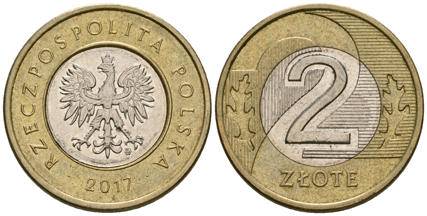 Польша 2 злотых 2017 MW KM 283 биметалл 4584-316