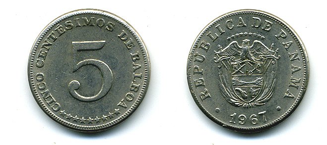 Панама 5 сентесимо 1967 KM 23.2 медно-никель 29-1251