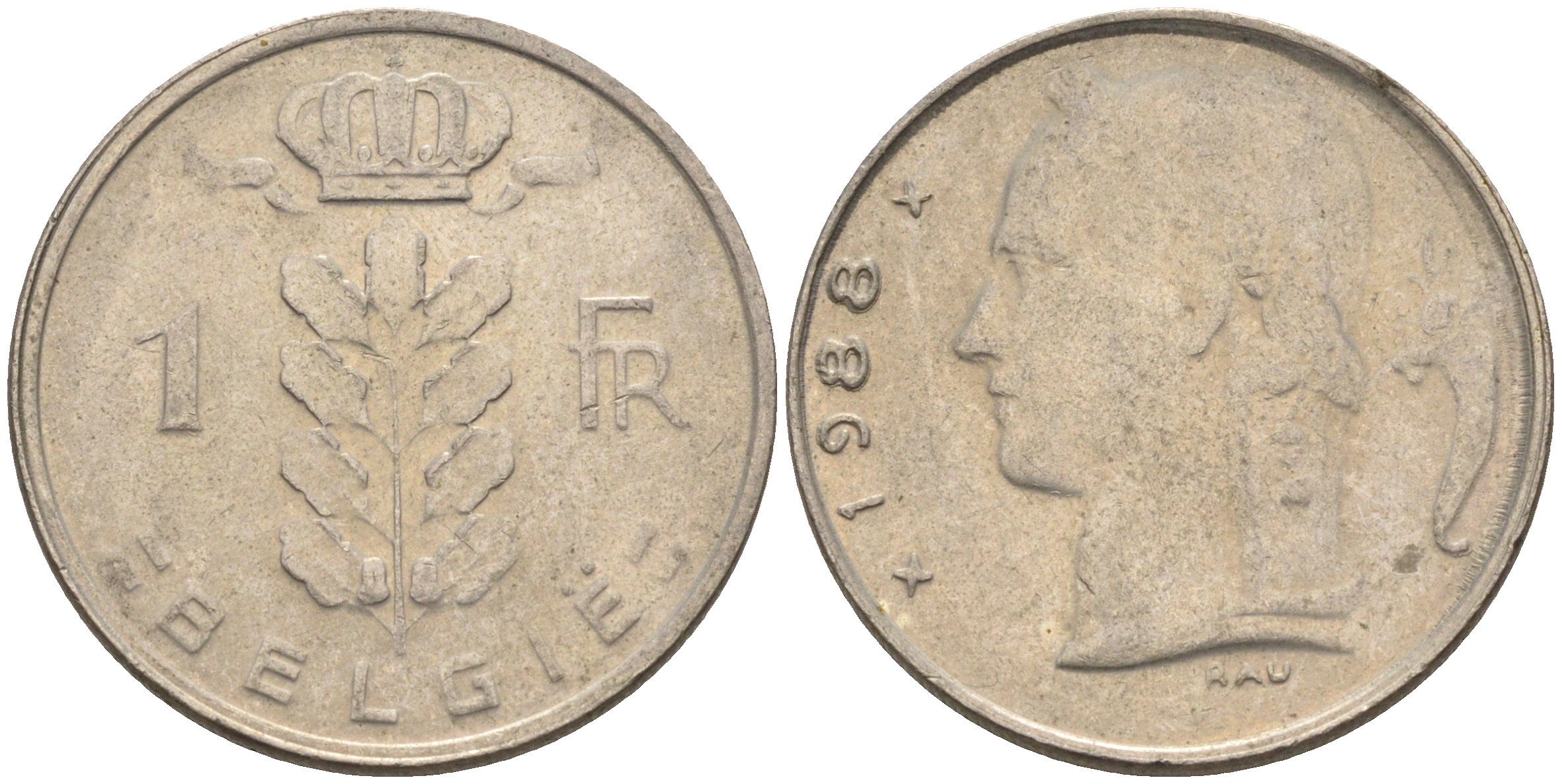 Бельгия 1 франк 1988 Belgie KM 143.1 медно-никель    4592-1244