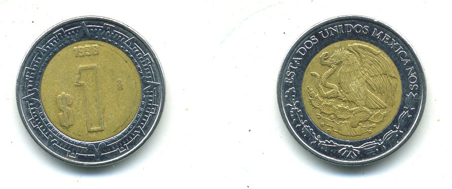 Мексика 1 песо 1998 Mo KM 603 биметалл 4364-511