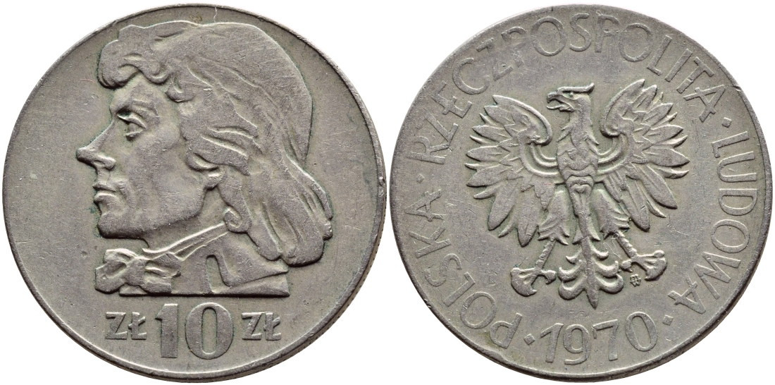 Польша 10 злотых 1970 MW, Тадеуш Костюшко (1746-1817) KM 50а медно-никель 4389-711