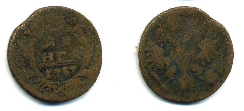 Россия деньга 1737 Анна Иоанновна (1730-1740) Биткин 293 медь 29-245