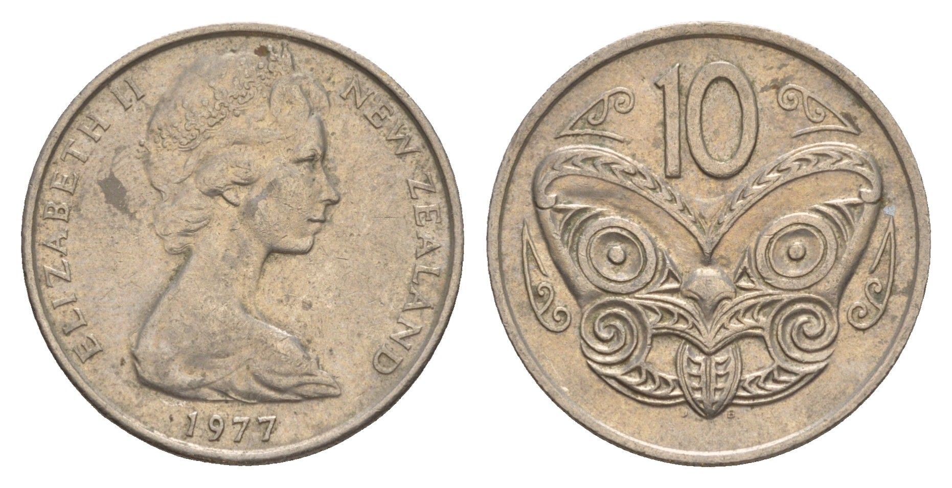 Новая Зеландия 10 центов 1977 KM 41.1 медно-никель 4179-756