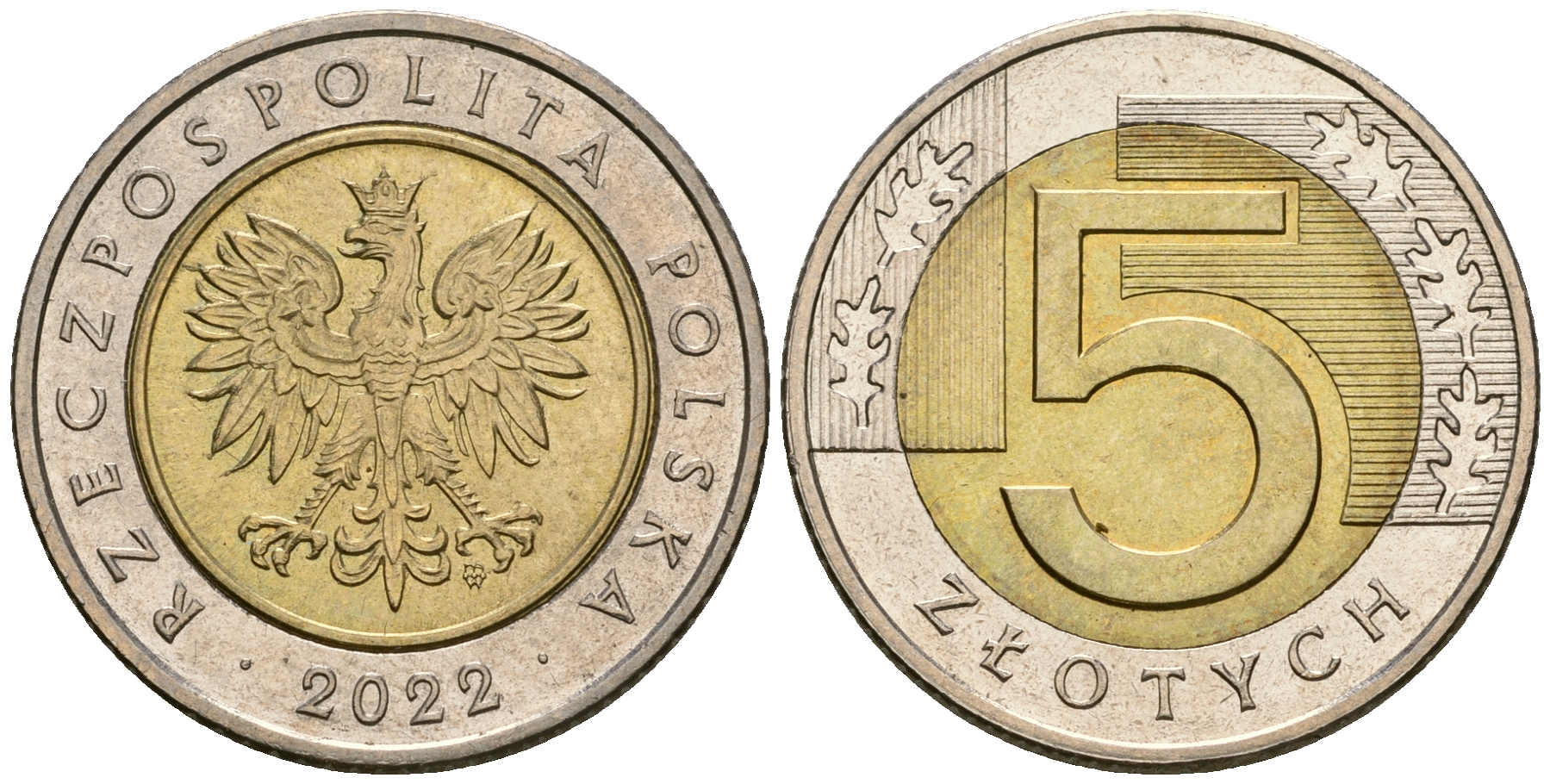 Польша 5 злотых 2022 MW KM 284 биметалл 4584-233