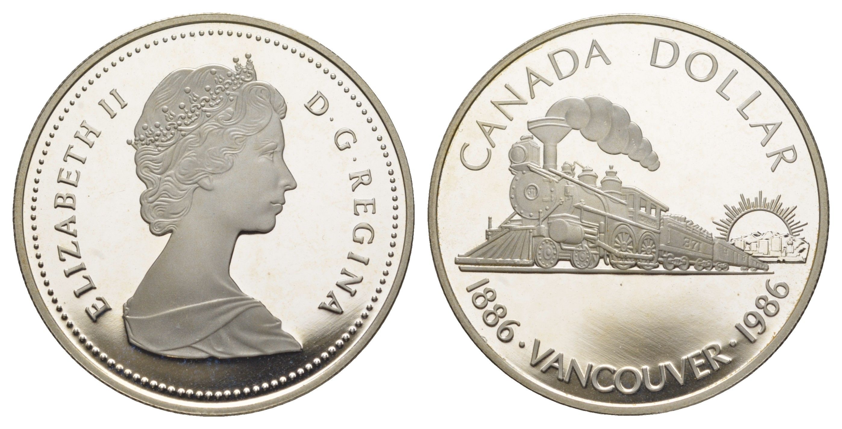 Канада 1 доллар 1986 100 лет городу Ванкувер KM 149 серебро PROOF 11-095-23