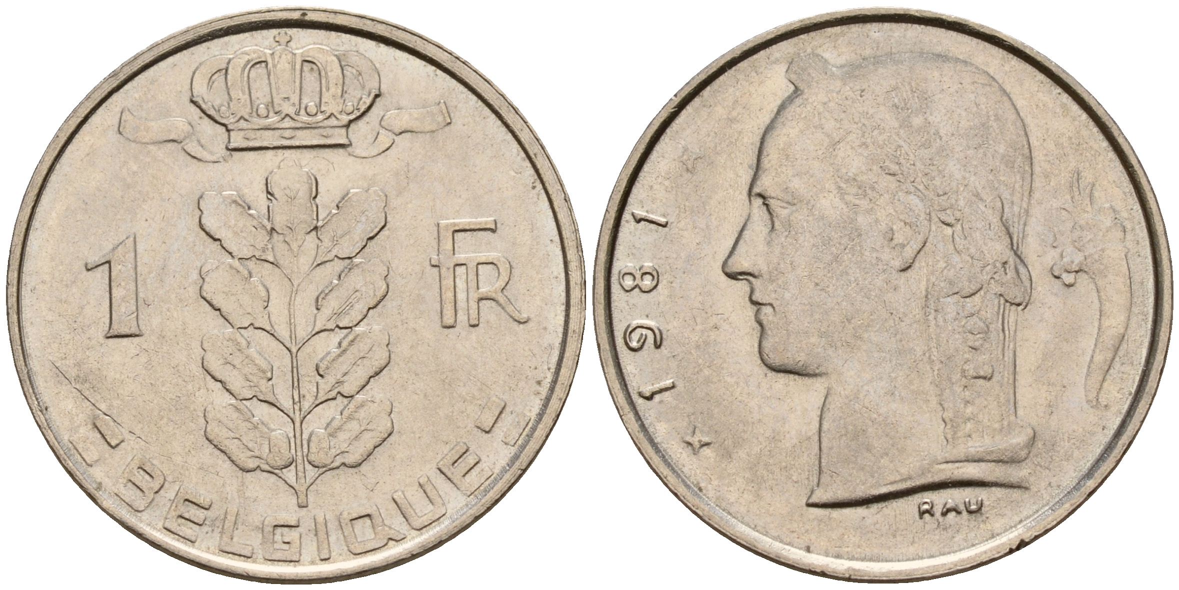 Бельгия 1 франк 1981 Belgique KM 142.1 медно-никель    4187-116