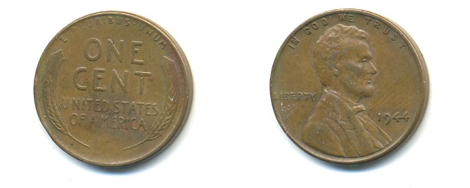 США 1 ЦЕНТ 1944 ЛИНКОЛЬН KM А132 медь цинк 76-154