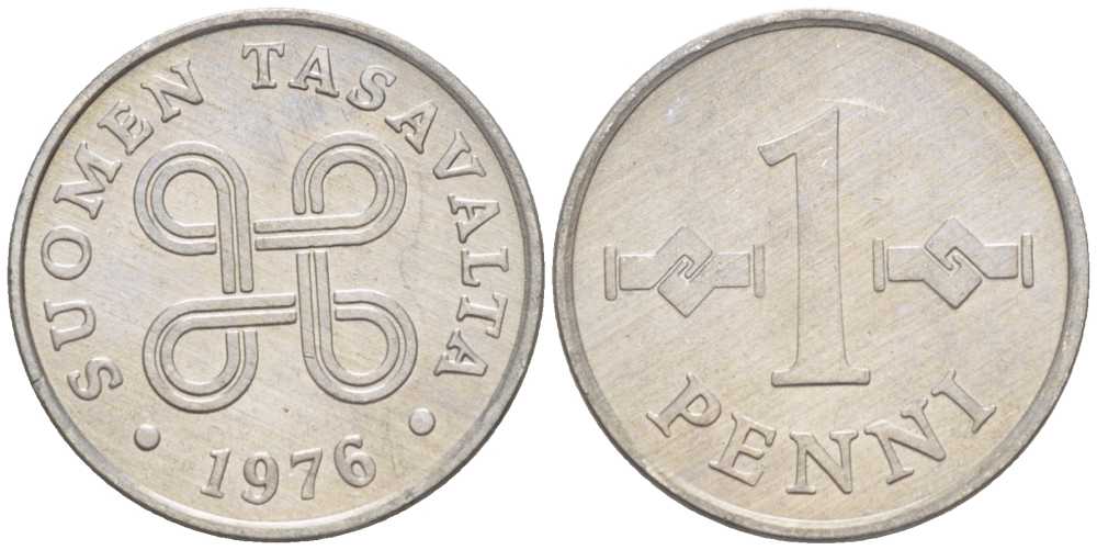 Финляндия 1 пенни 1976 KM 44а алюминий 66-242