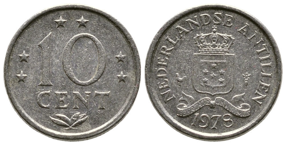 Нидерландские Антилы 10 центов 1978 Юлиана (1948-1980) KM 10 никель 220-435