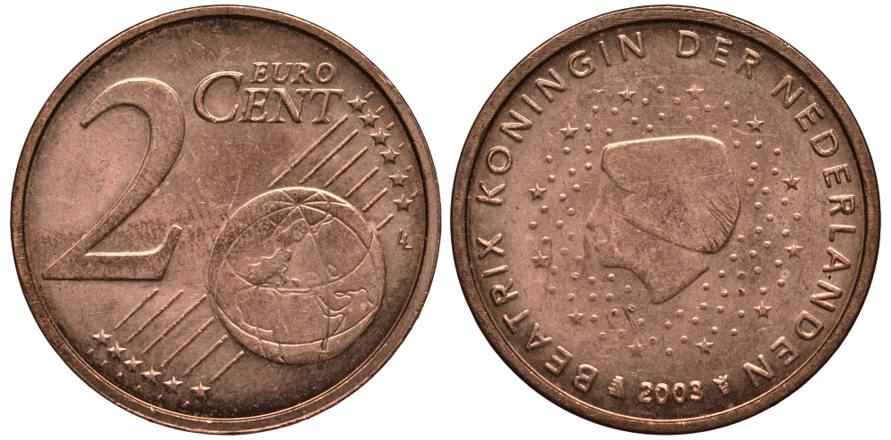 Нидерланды 2 евроцента 2003 Беатрикс (1980-2013) KM 235 сталь плакированная медью 4181-436