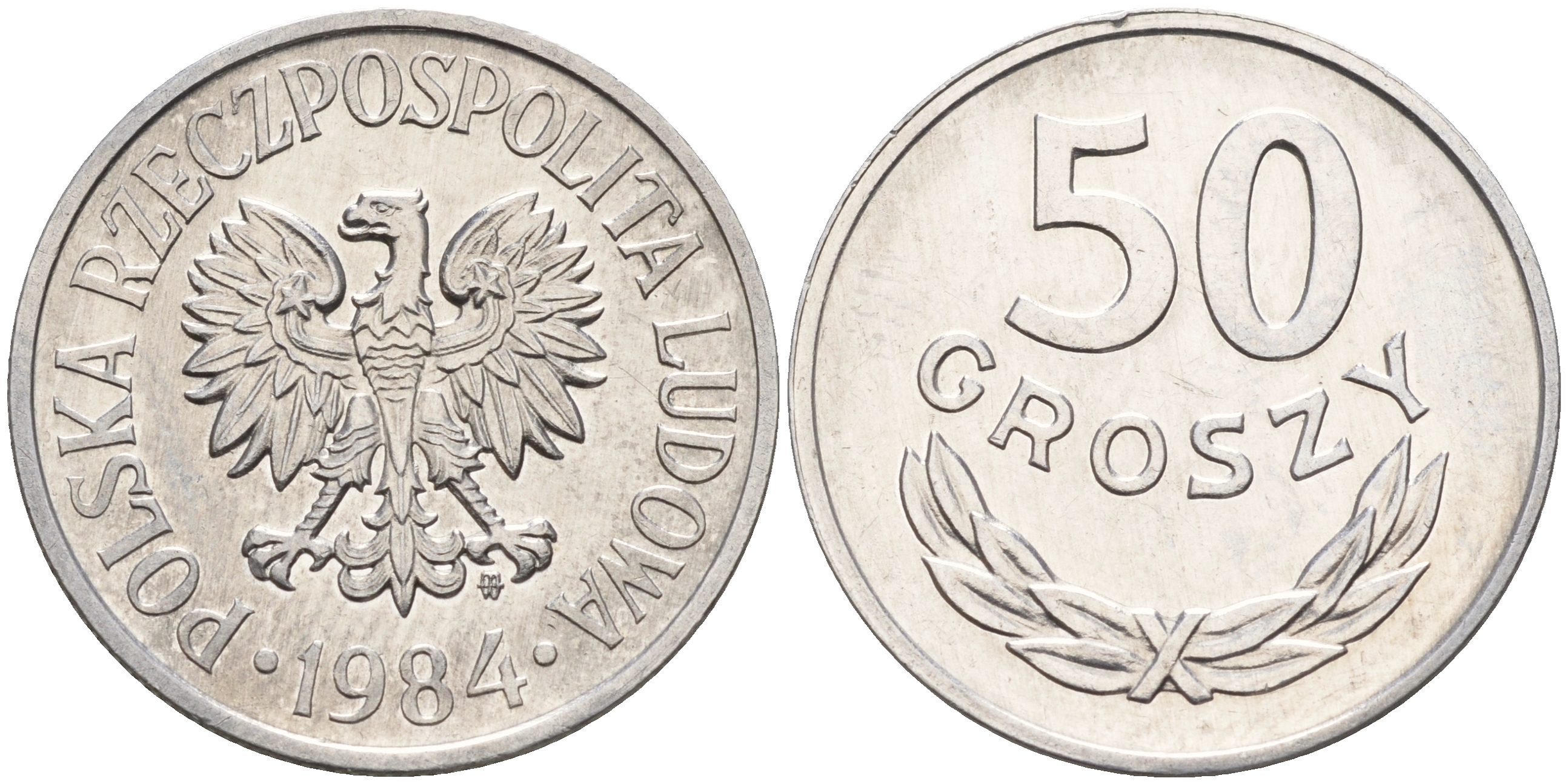 Польша 50 грошей 1984 MW KM 48.1 алюминий  UNC  4161-146