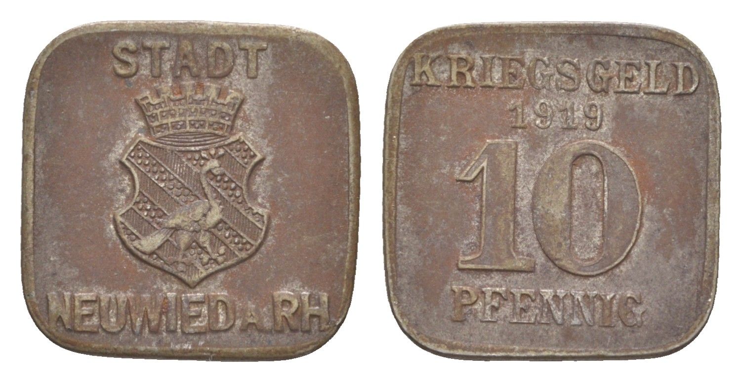 Нойвид 10 пфеннигов 1919 Funck 379.3, Men18 23478.3 железо 4511-241