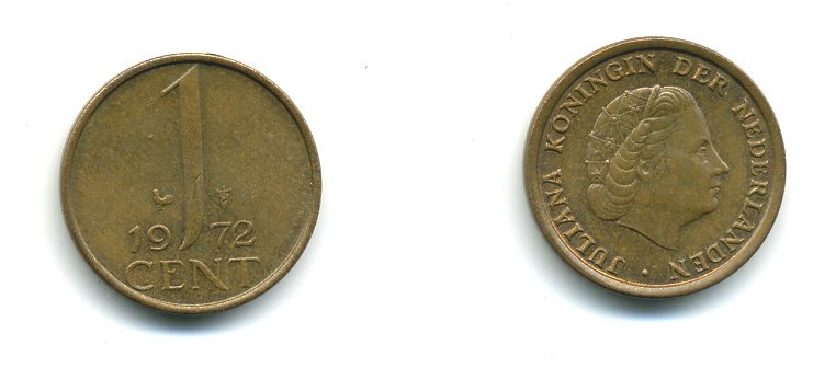 Нидерланды 1 цент 1972 Юлиана (1948-1980) КМ 180 бронза 53-255