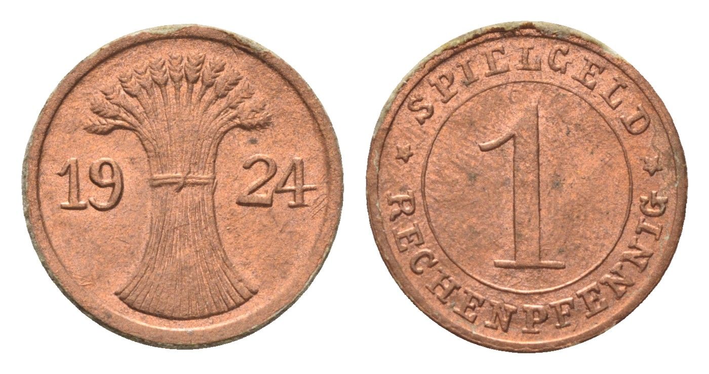 Германия игровой жетон в 1 рентенпфенниг 1924 диаметр 17 мм картон 4702-941