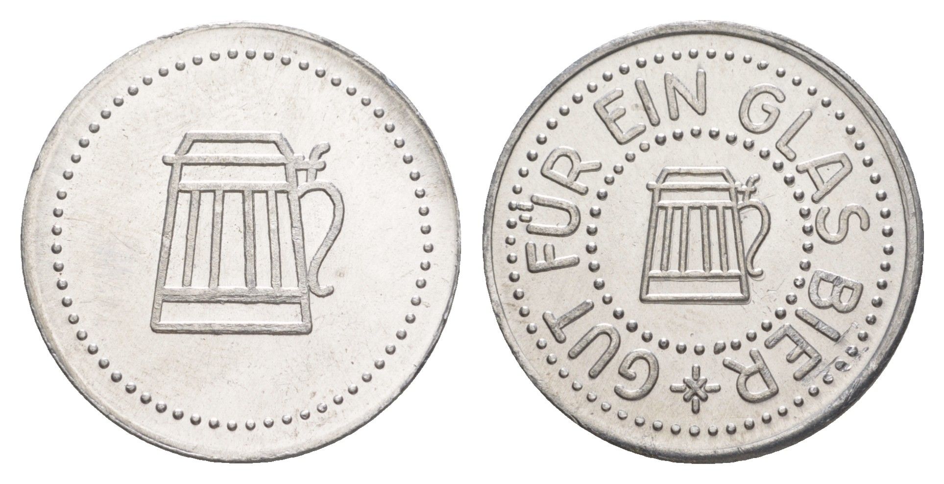 Германия жетон в 1 "стакан пива" ND диаметр 24 мм, вес 1,1 гр алюминий UNC 4638-841