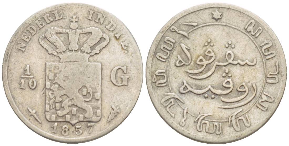 Нидерландская Восточная Индия 1/10 гульдена 1857 KM 304 серебро 4547-1222