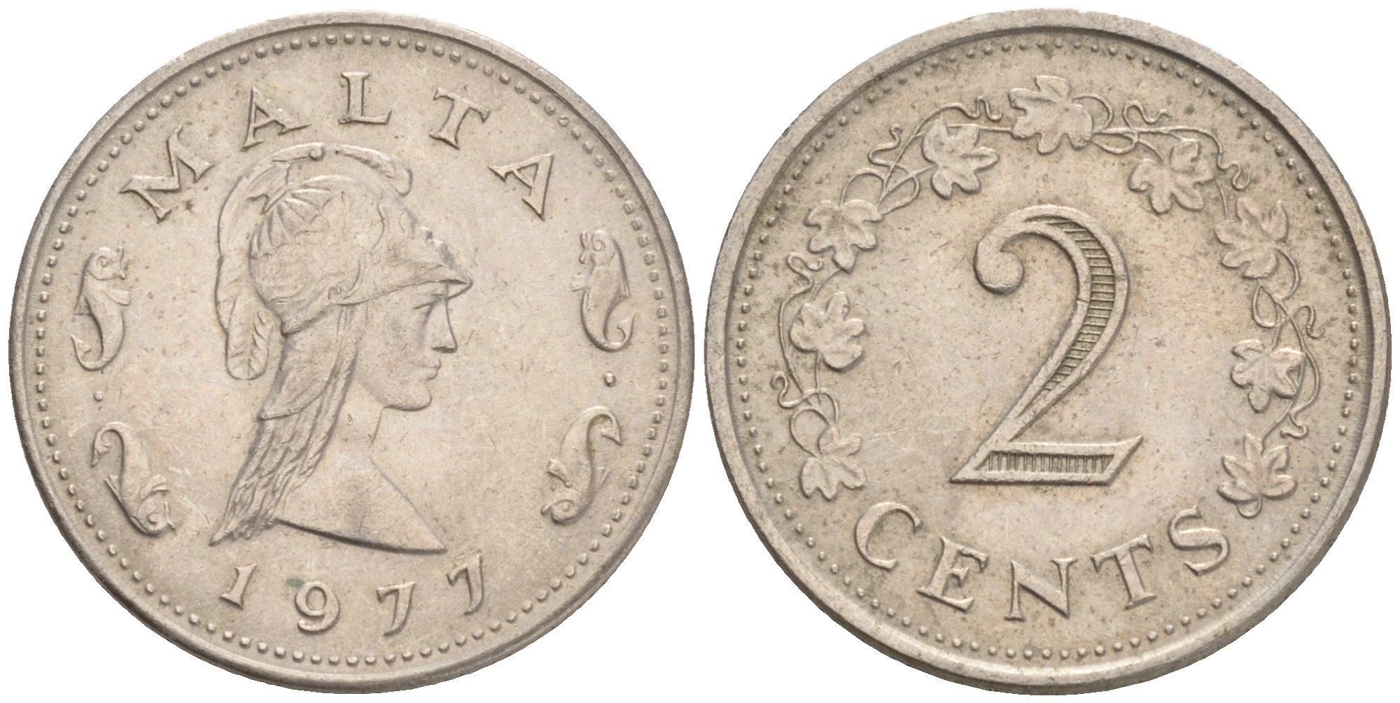 Мальта 2 цента 1977 Пентесилея, царица амазонок KM 9 медь цинк 192-351