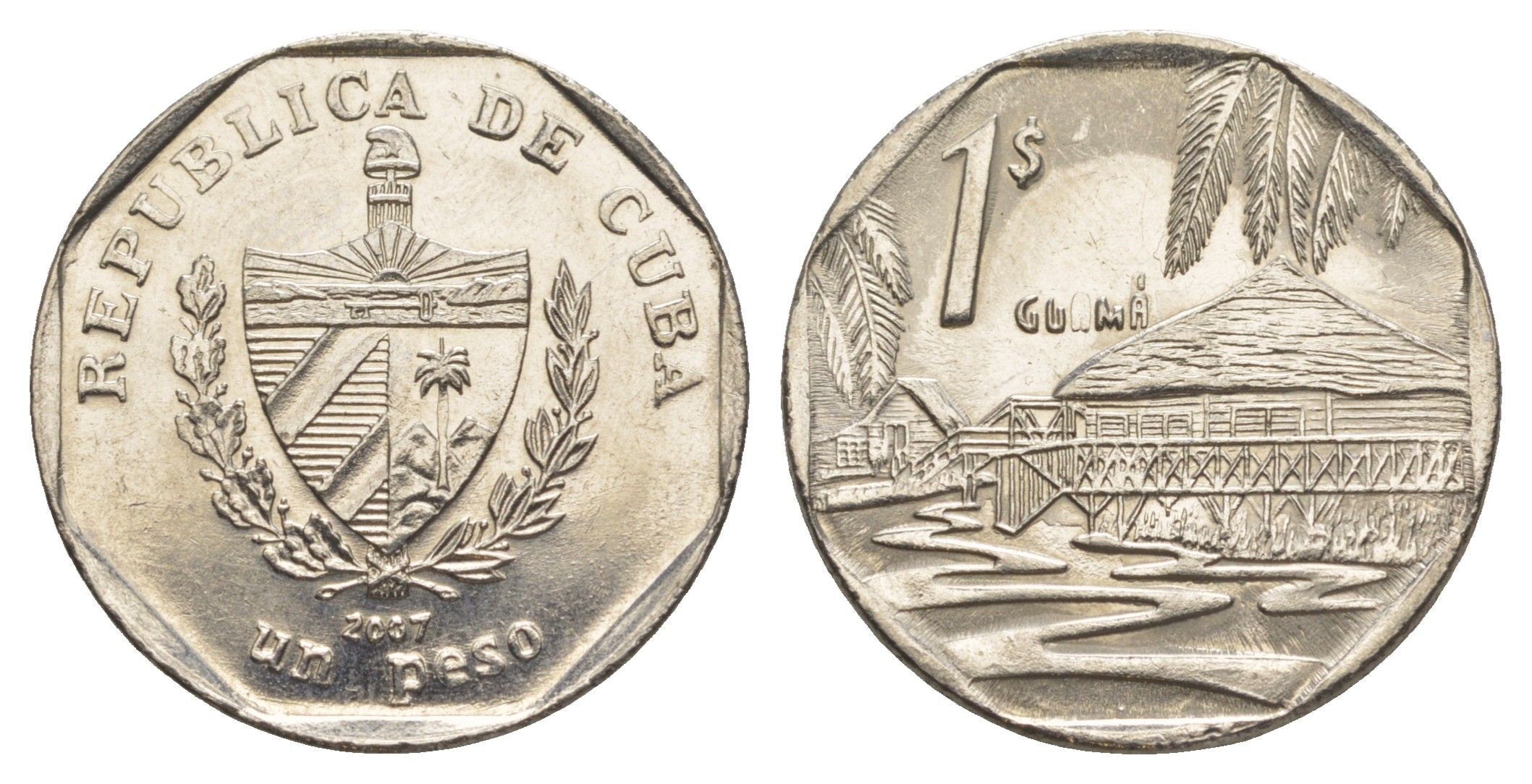 Куба 1 песо 2007 KM 579.2 сталь плакированная никелем UNC 4637-1123