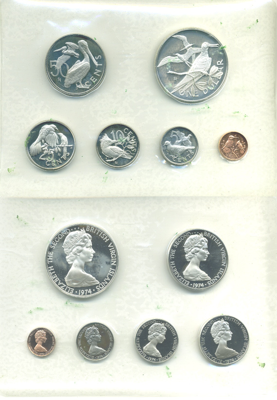 БРИТАНСКИЕ ВИРГИНСКИЕ ОСТРОВА НАБОР ИЗ 6 МОНЕТ 1974 ПТИЧКИ, ЗАПАЙКА, В ОРИГИНАЛЬНОЙ КОРОБКЕ, С СЕРТИФИКАТОМ KM 6а, 5а, 4а, 3а, 2а, 1а серебро PROOF 6-2-33