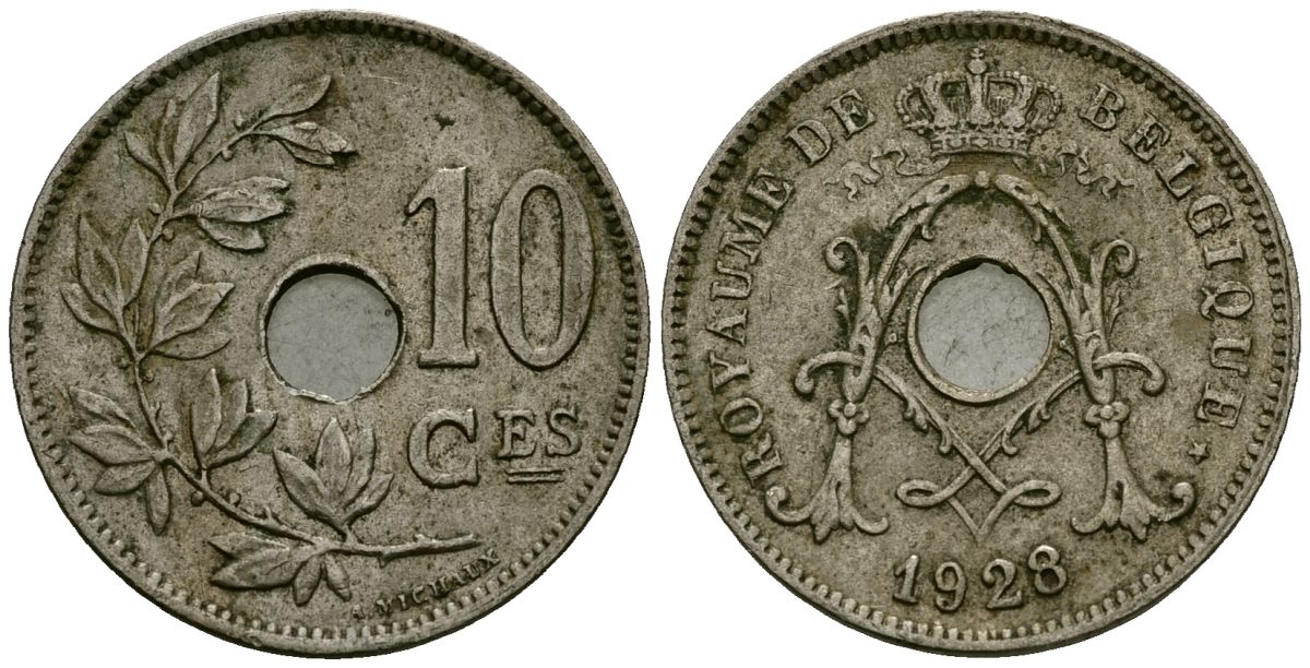 Бельгия 10 сантимов 1928 Belgique KM 85 медно-никель 4172-1037