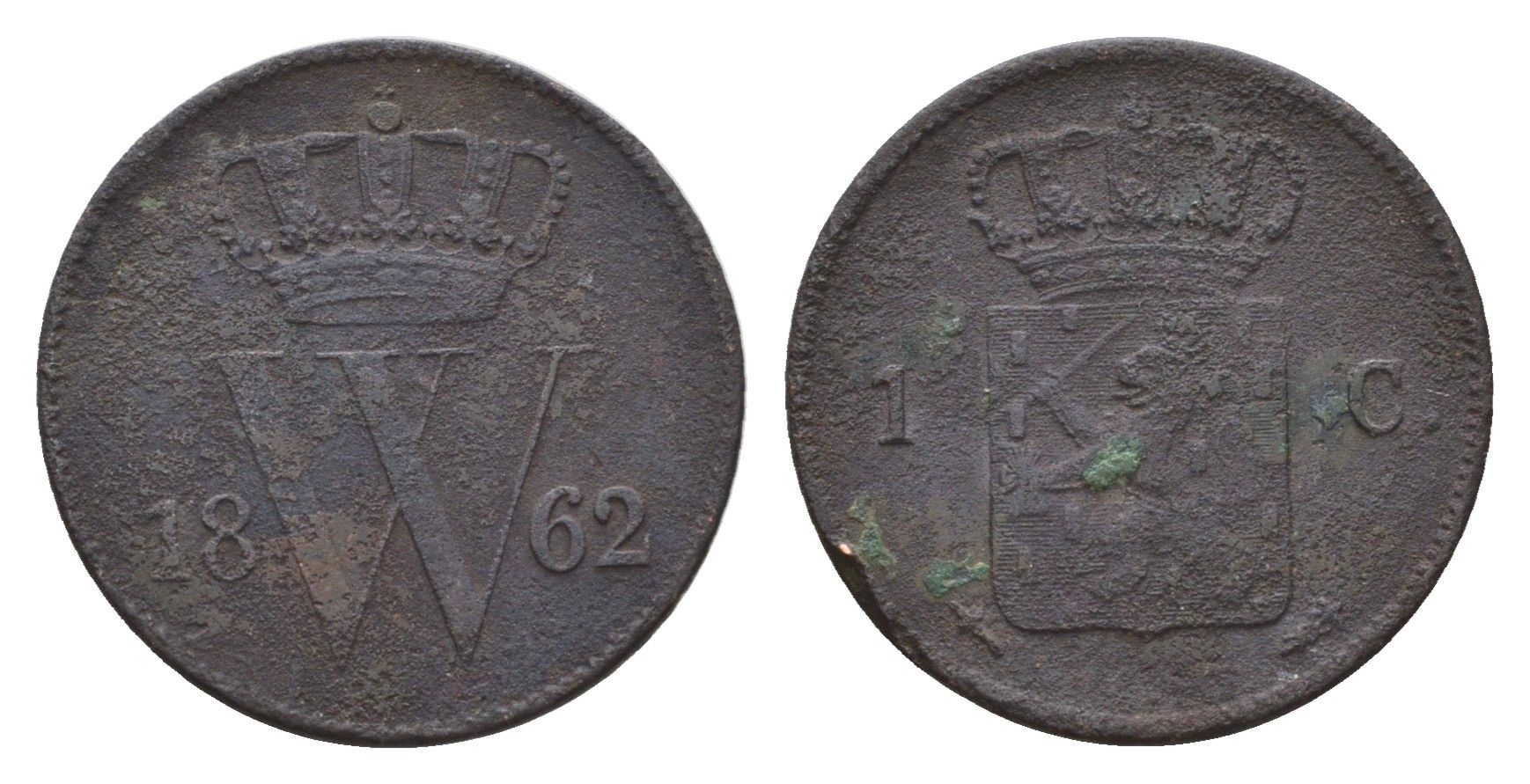 Нидерланды 1 цент 1862 Виллем III (1849-1890) KM 100 медь 4152-152