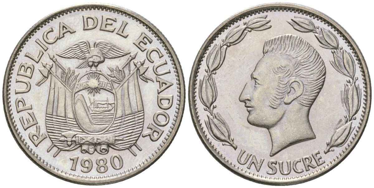 Эквадор 1 сукре 1980 KM 78b сталь плакированная никелем aUNC 4511-633