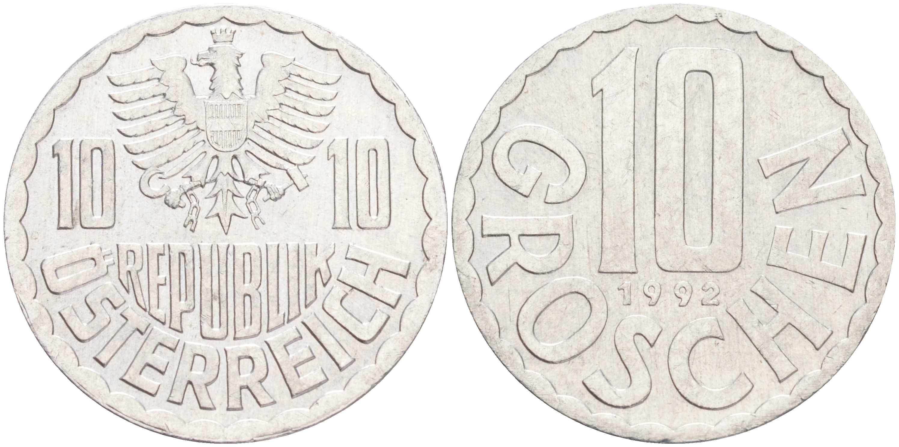 АВСТРИЯ 10 ГРОШЕЙ 1992 KM 2878 алюминий 4528-568