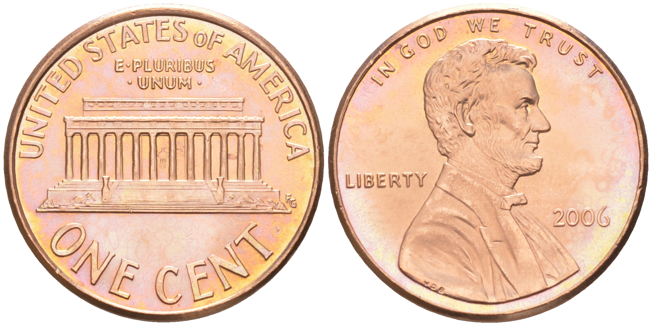 США 1 ЦЕНТ 2006 ЛИНКОЛЬН KM 201b цинк плакированный медью 188-354