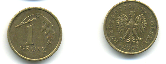 Польша 1 грош 2004 MW KM 276, Parchimowicz 701m латунь 3999-1112