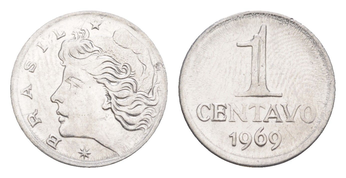 Бразилия 1 сентаво 1969 KM 575.2 нержавеющая сталь UNC 4644-411
