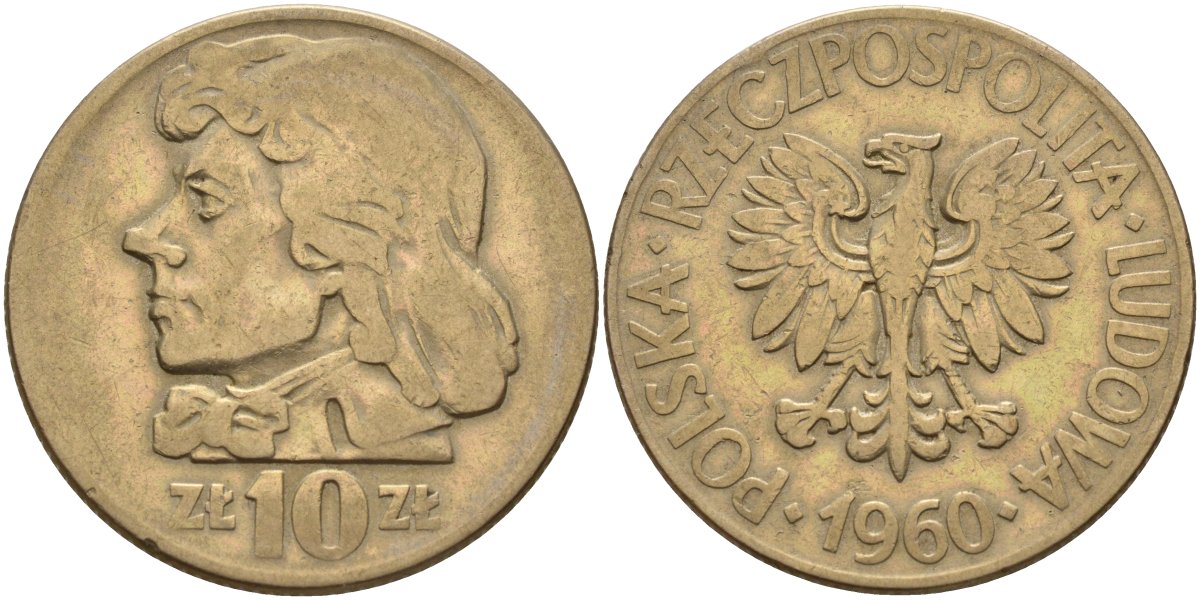 Польша 10 злотых 1960 Y 50 медно-никель 4140-432