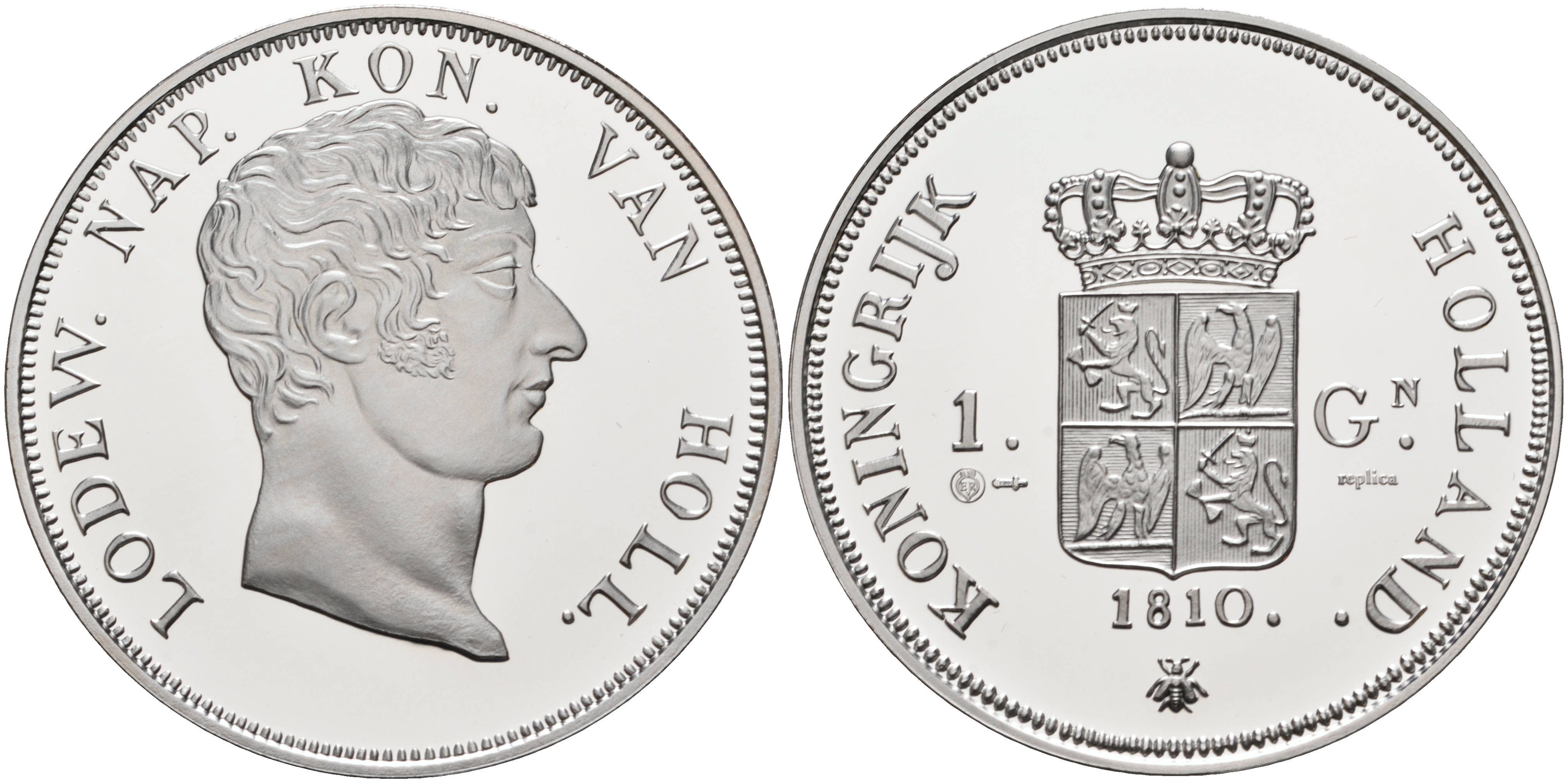 Нидерланды медаль ND серия старинные монеты, 1 гульден 1810, вес 31,2 грамма  серебро  PROOF  00-00