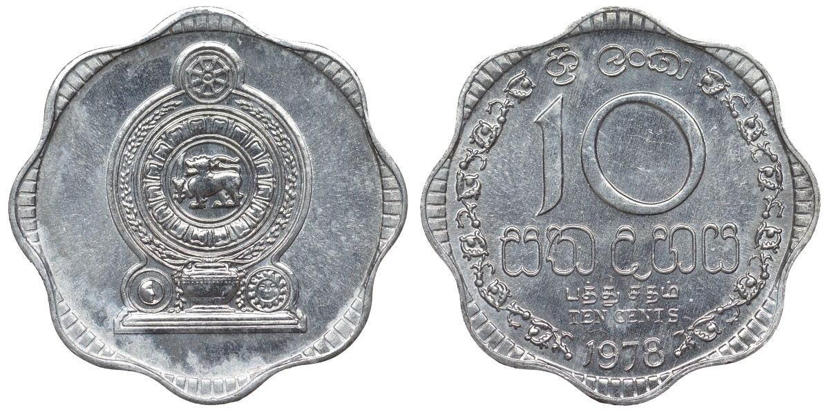 Шри-Ланка 10 центов 1978 KM 140 a алюминий 4118-835