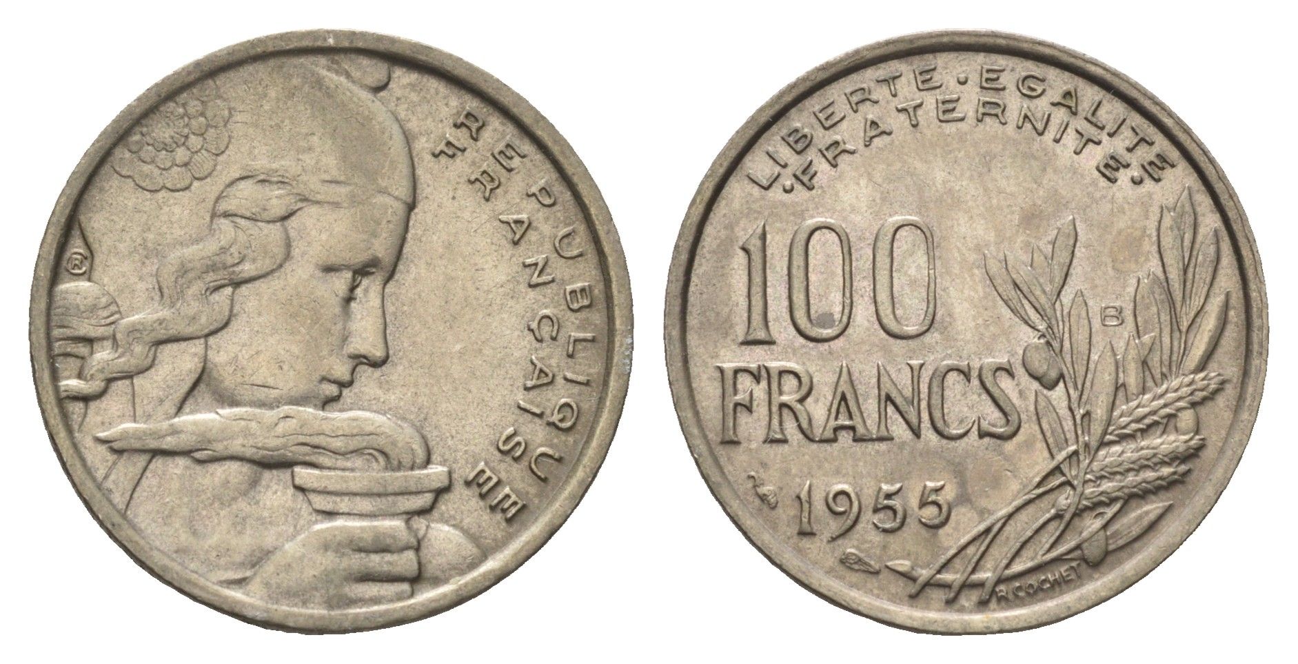 Франция 100 франков 1955 B KM 919.2 медно-никель    4660-331