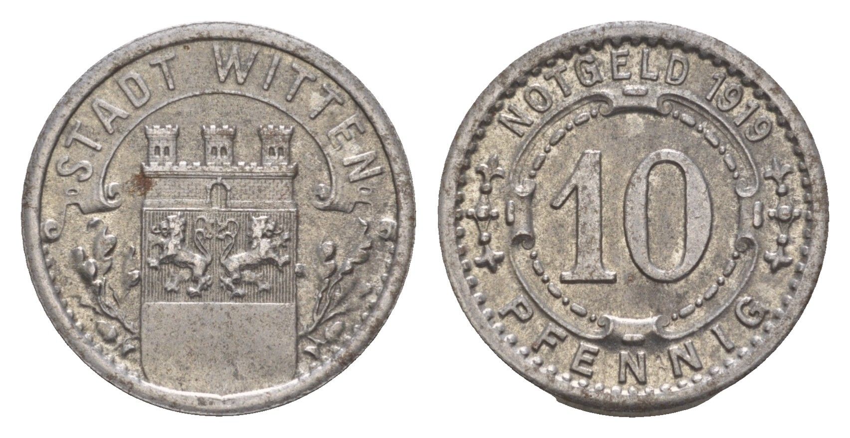 Виттен 10 пфеннигов 1919 Funck 604.5, Men05 27464.10, Men18 34499.10 железо 4659-354