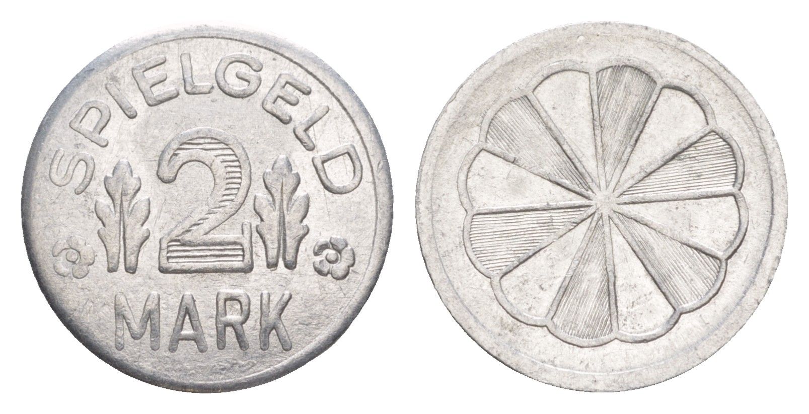 Германия игровой жетон в 2 марки ND разновидность - Ромашка, вес 0,8 гр, диаметр 20 мм алюминий UNC 4636-1035
