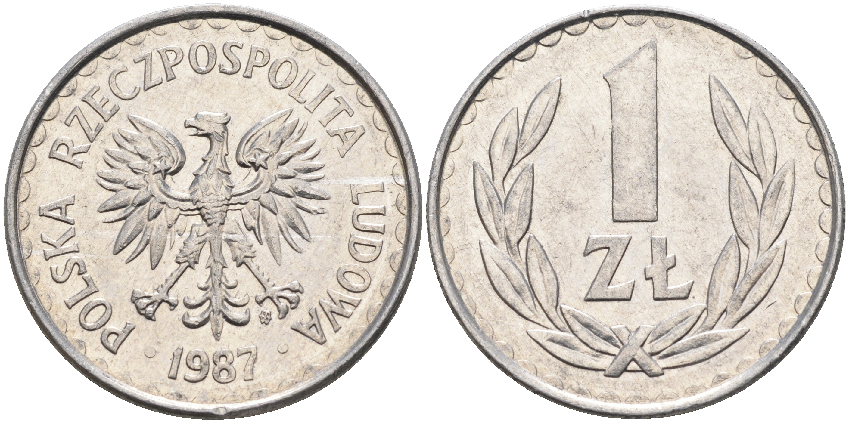 ПОЛЬША 1 ЗЛОТЫЙ 1987 MW KM 49.2 алюминий 4591-722