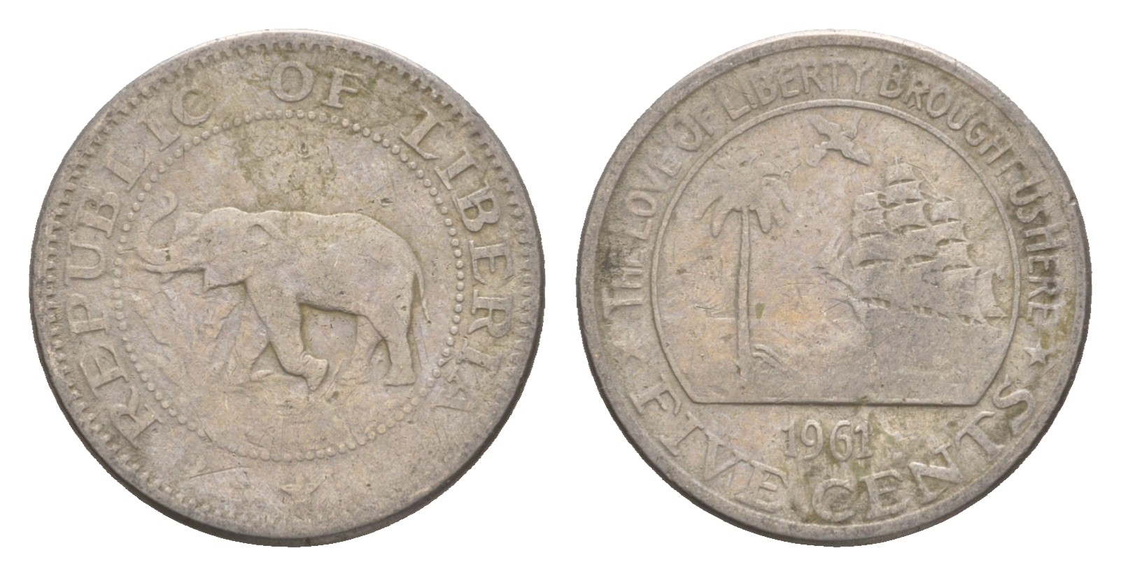 Либерия 5 центов 1961 KM 14 медно-никель 4659-462