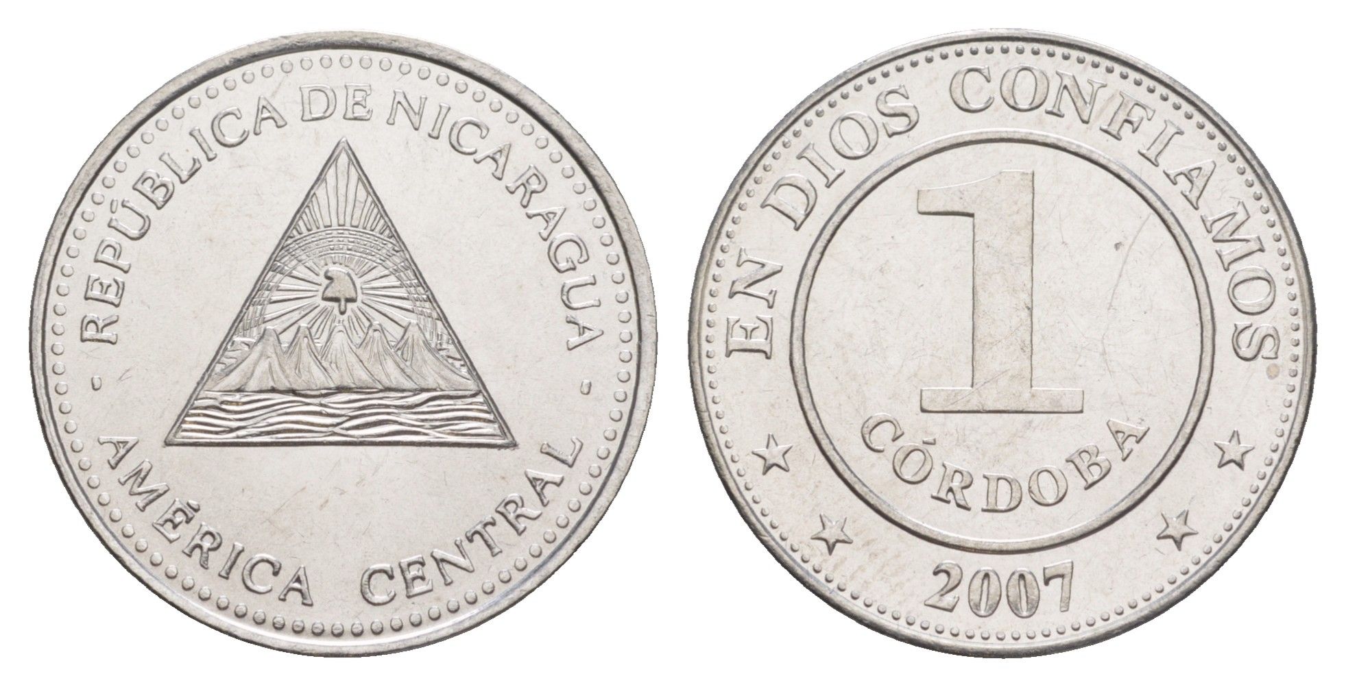 Никарагуа 1 кордоба 2007 KM 101 сталь плакированная никелем UNC 4641-413