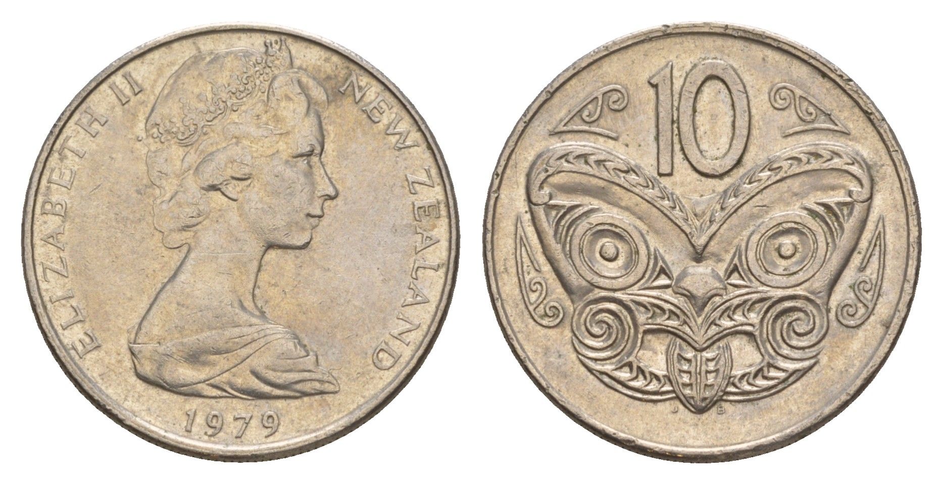 Новая Зеландия 10 центов 1979 KM 41.1 медно-никель 4179-916