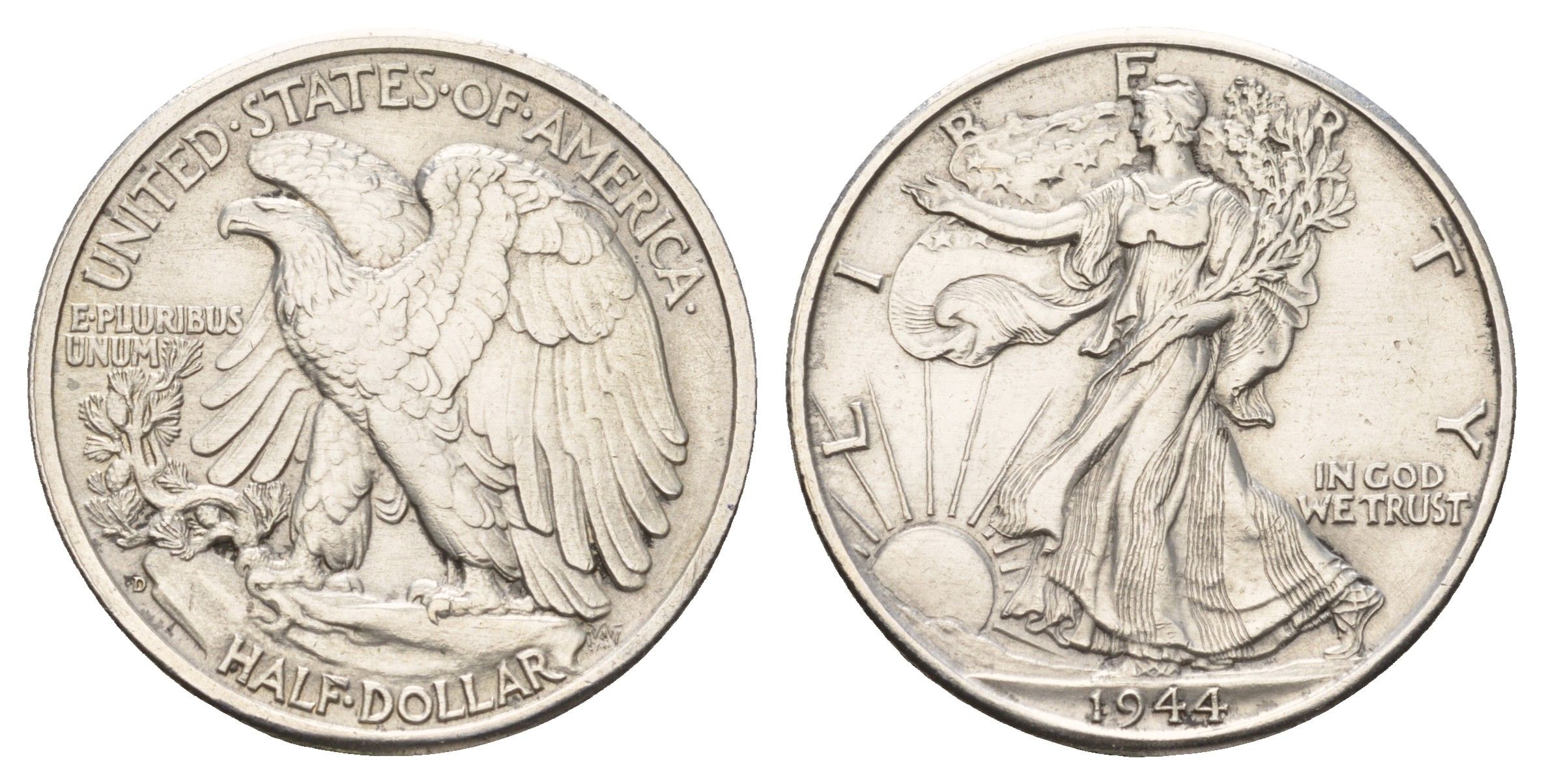 США 1/2 доллара (50 центов) 1944 D KM 142 серебро 3896-1325