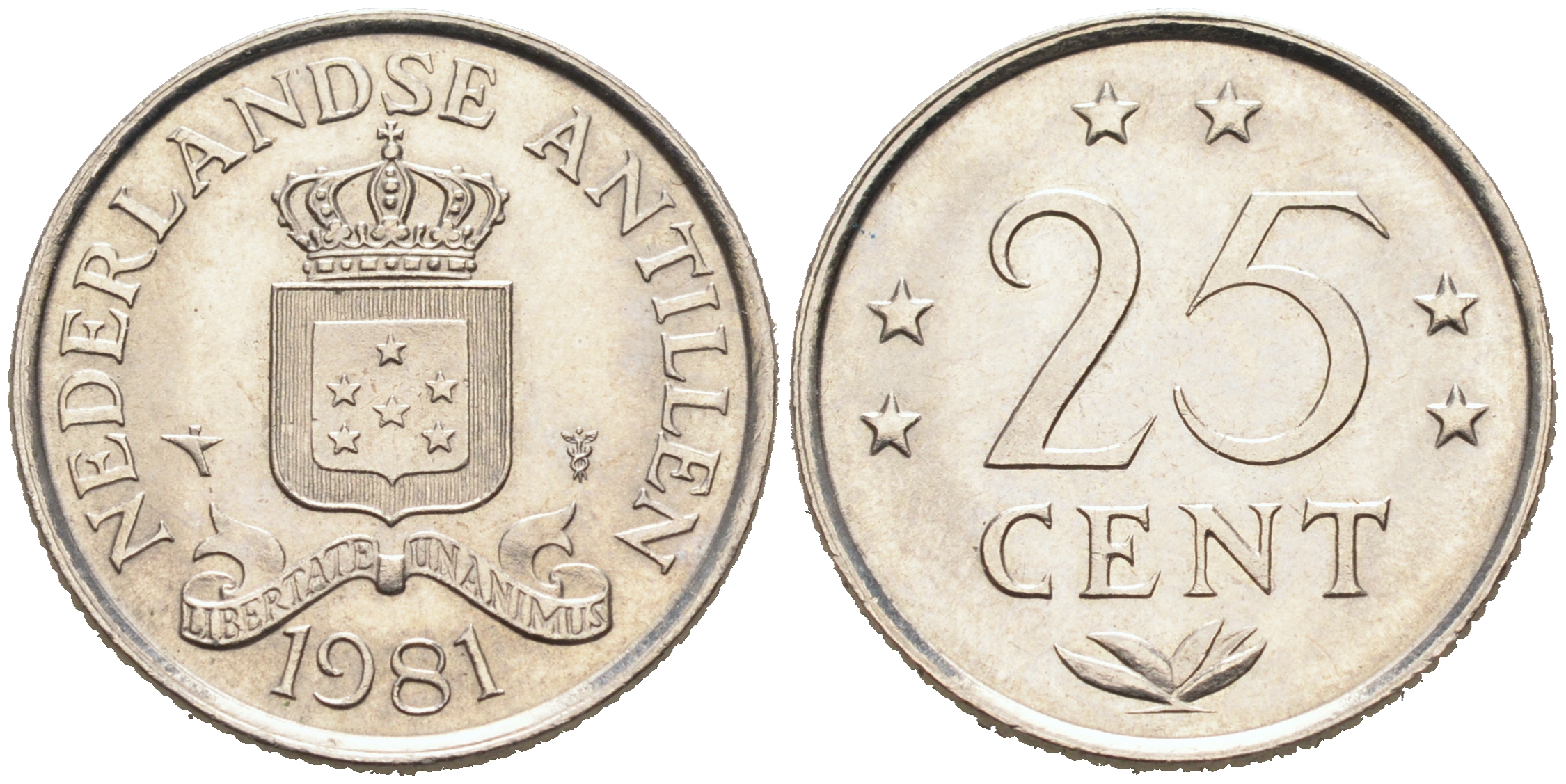 Нидерландские Антилы 25 центов 1981 Беатрикс (1980-2013) KM 11 никель 4588-366