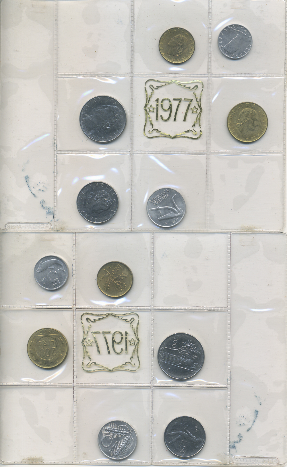 Италия набор из 6 монет 1977 оригинальная запайка    UNC  5-6-2-63