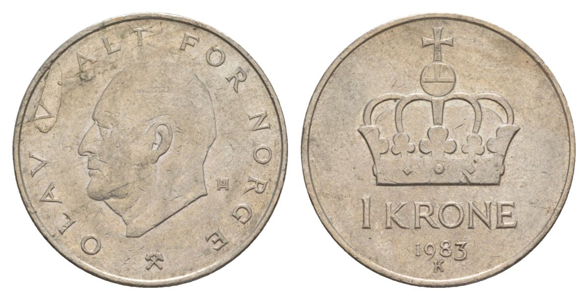 Норвегия 1 крона 1983 Улаф V (1957-1991) KM 419 медно-никель 4635-721