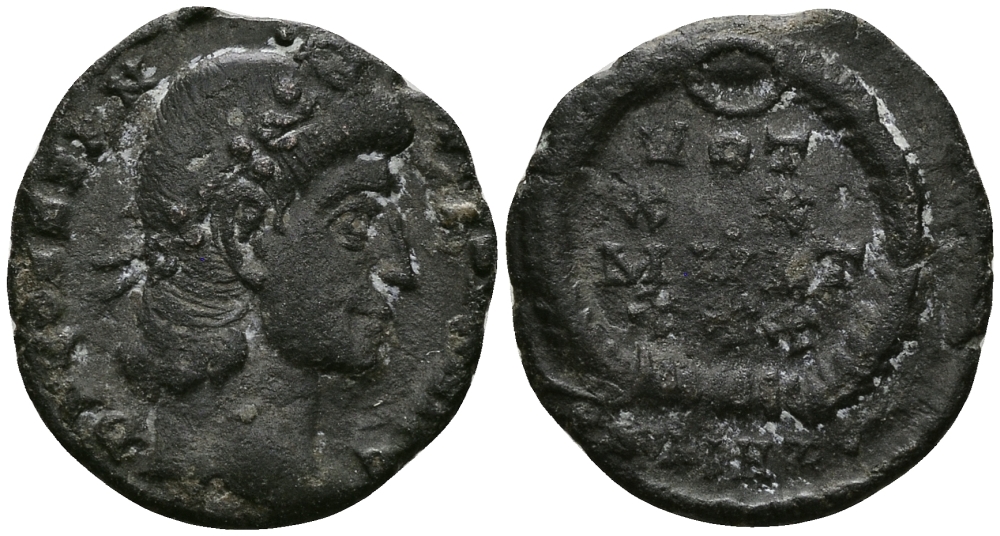 Римская Империя нуммий 347 - 348 Констанций II VOT XX MVLT XXX Гераклея Good fine RIC 45 бронза 1073-6-113