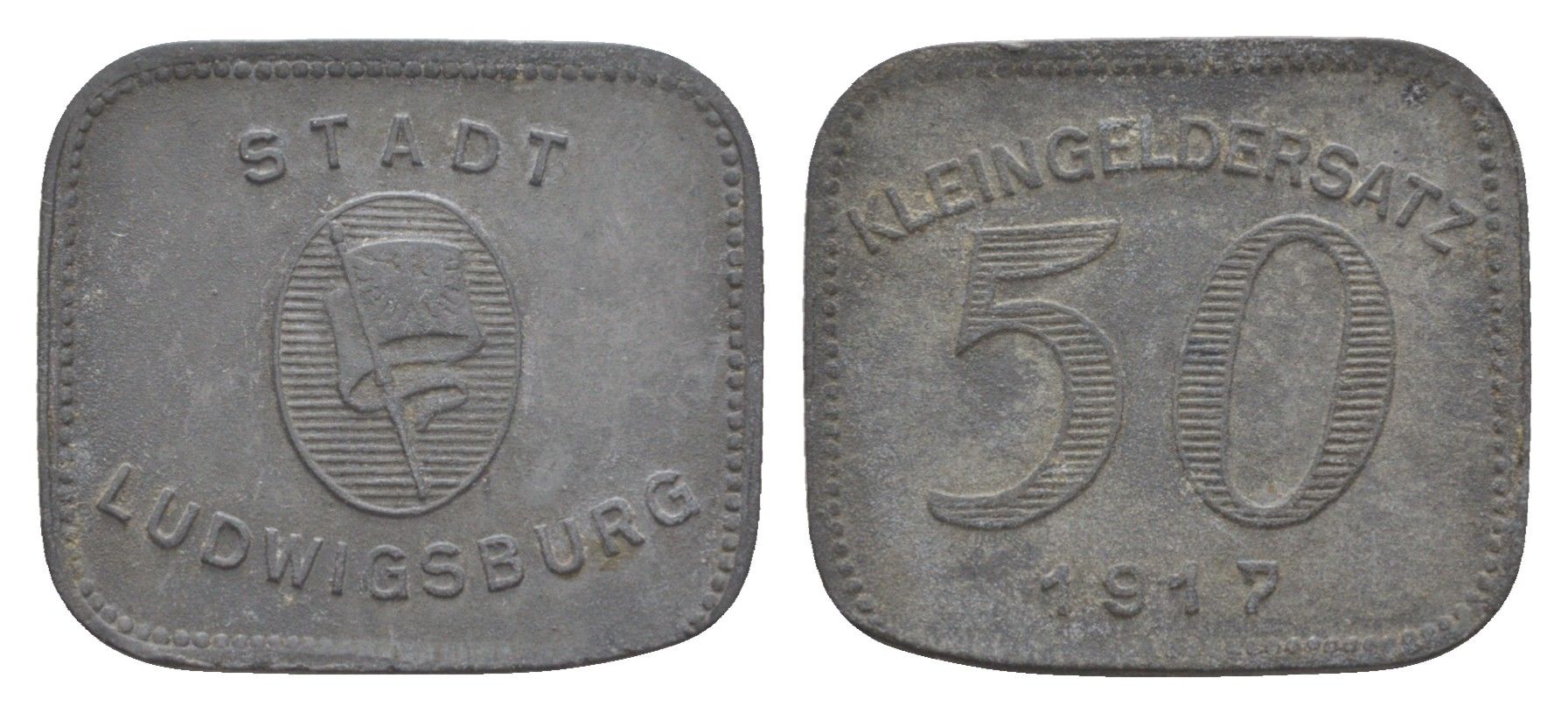 Людвигсбург 50 пфеннигов 1917 Funck 307.1, Men05 15520.1, Men18 19577.1 цинк 4637-1223