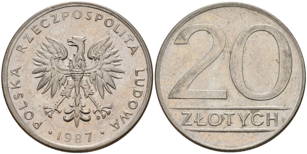 Польша 20 злотых 1987 MW Y 153.1 медно-никель 4187-722