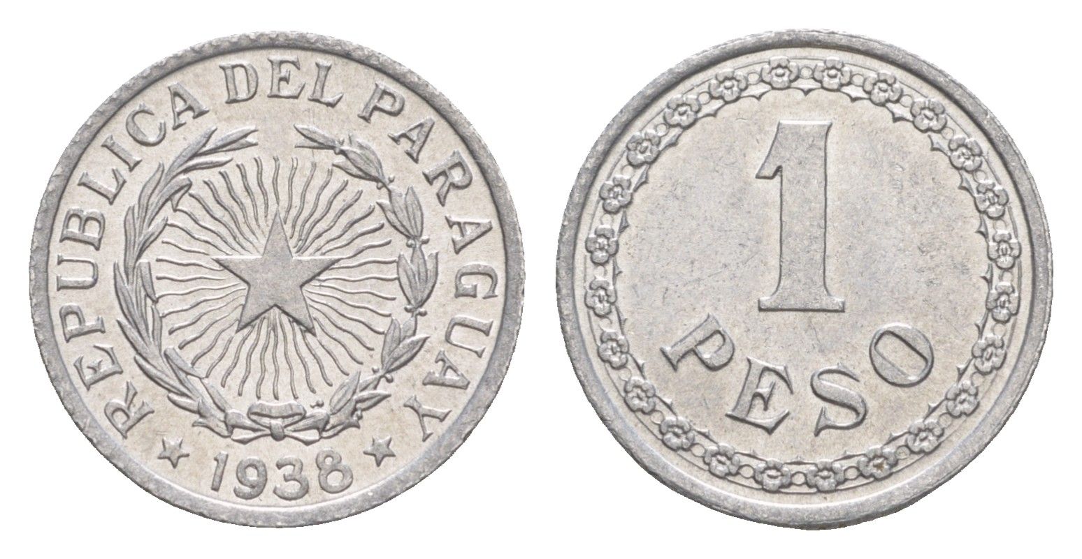 Парагвай 1 песо 1938 KM 16 алюминий UNC 4644-836