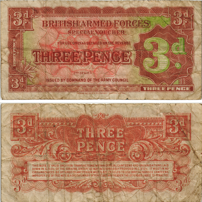 Великобритания 3 пенса 1948 вторая серия, для вооруженных сил Pick М16а бумага 8605-26-3-2