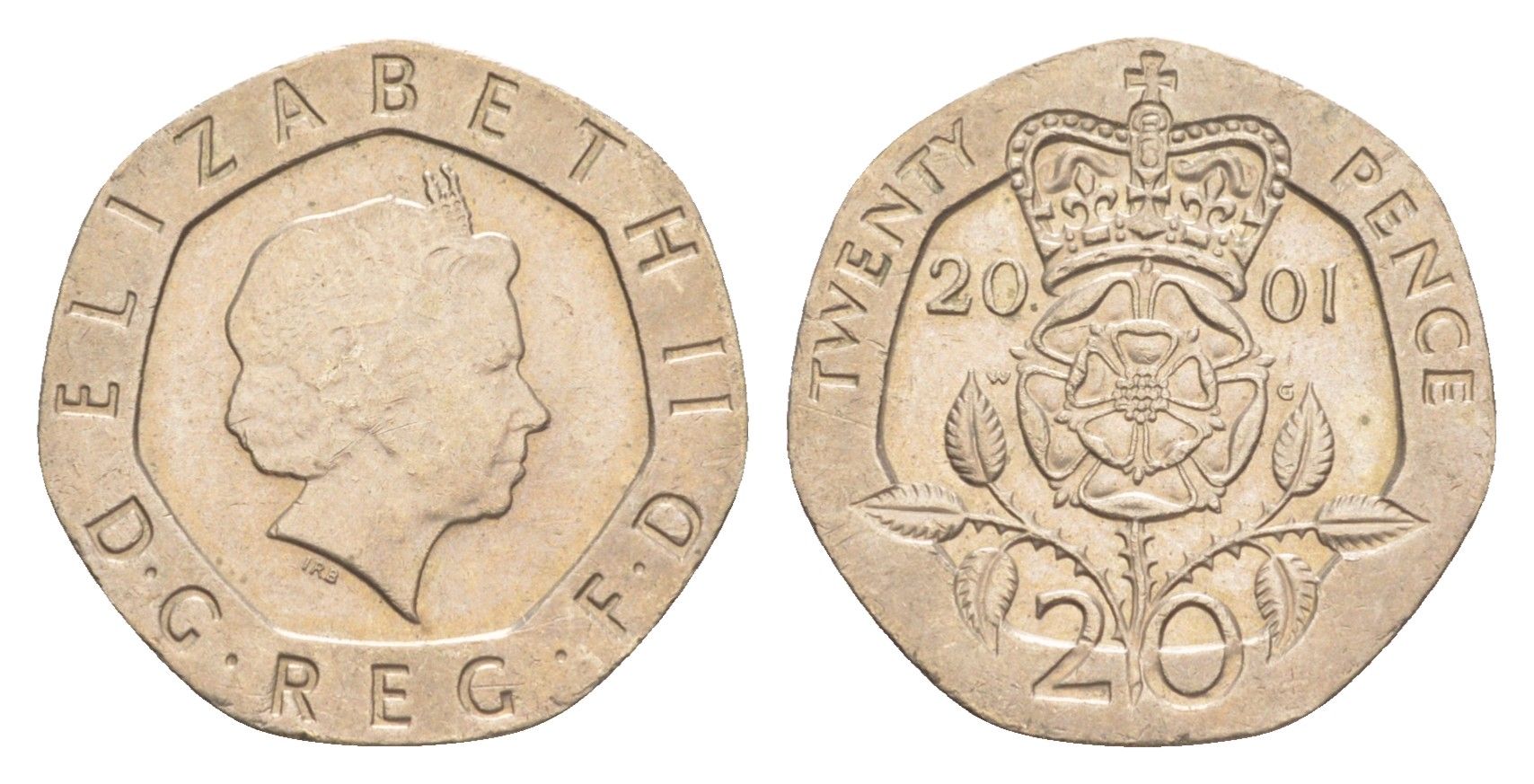 Великобритания 20 пенсов 2001 Елизавета II (1952-2022) KM 990, Spink 4630 (G3) медно-никель 4639-925